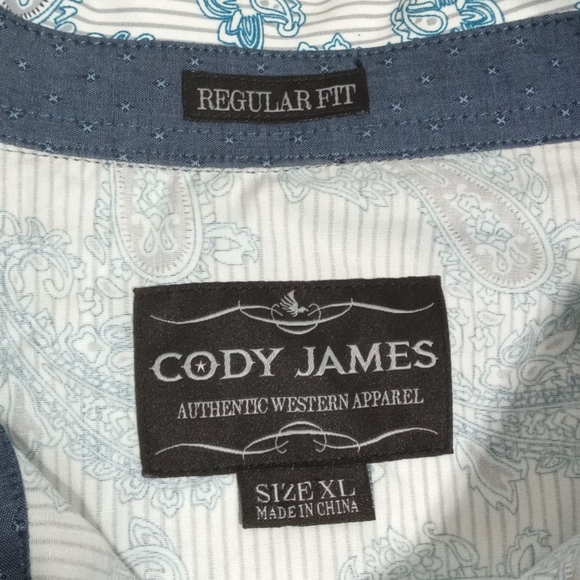 Cody James Men's Blue Paisley Pearl Snap Western Shirt Long Sleeve Size XL - Picture 4 of 7